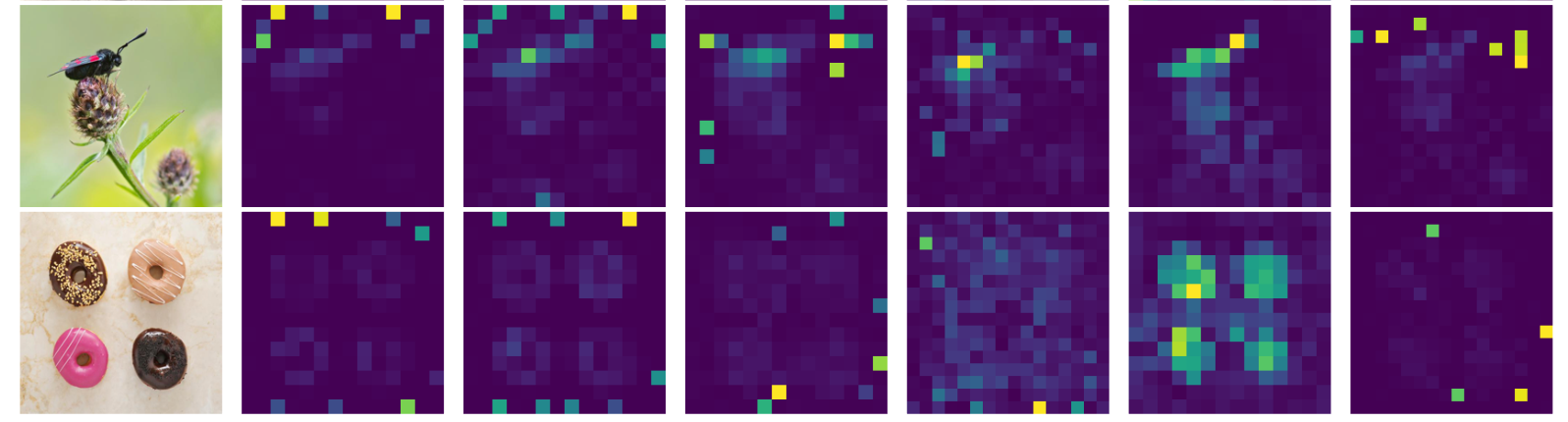 Illustration of artifacts observed in the attention maps of modern vision transformers.